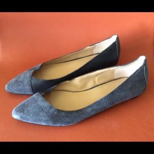 Blue Combo Leather/Swede Flats
